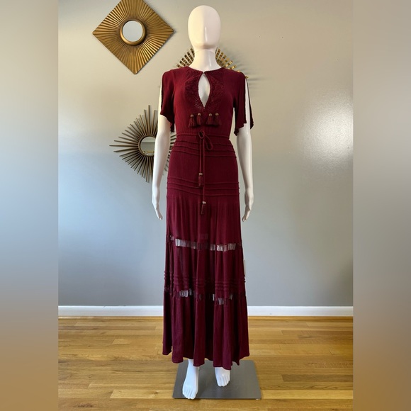 Lulu's Burgundy Maxi Dress - Picture 2 of 16